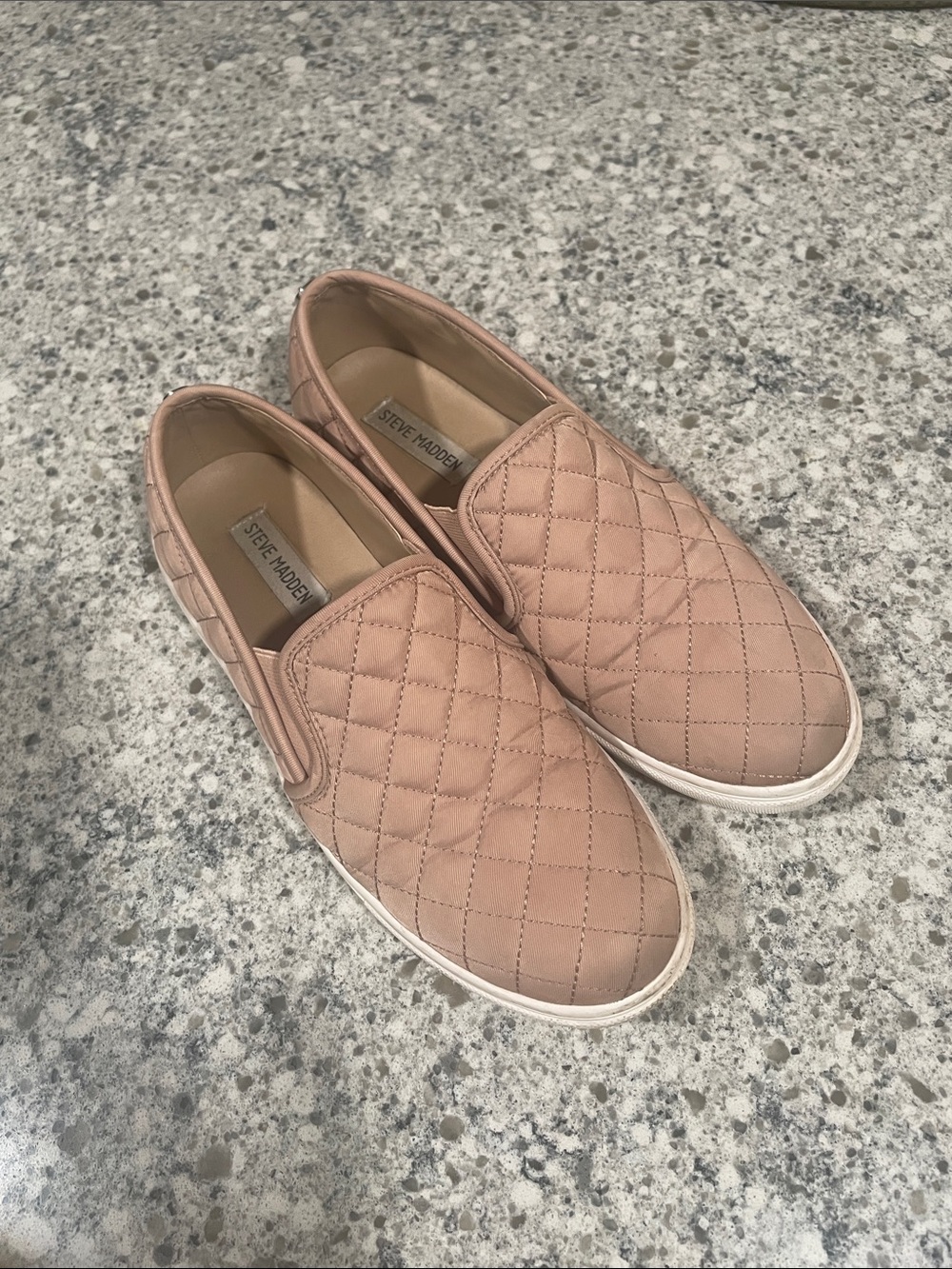 Steve Madden Quilted Slip-On Moccasins in Blush Pink